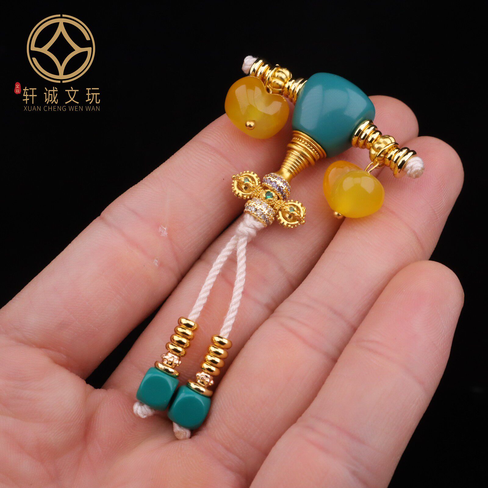 原创雪巴琉璃光面二代蜜蜡三通佛头套装手串长串108diy配饰配件珠