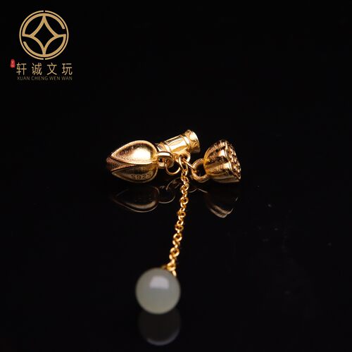 原创925银镀金镶嵌天然翡翠莲花莲子隔珠散珠DIY配饰配件文玩配珠