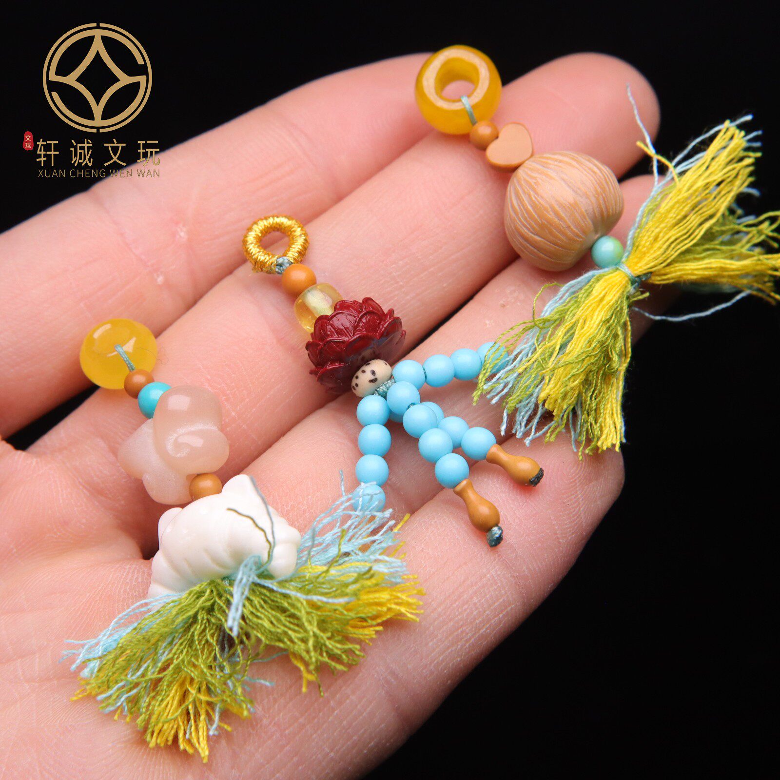 天然橄榄朱砂二代蜜蜡套装组合佛头金刚菩提108长串配珠配饰配件