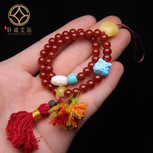 天然玛瑙老型玛瑙松石二代蜜蜡散珠DIY文玩108文玩配件珠手串手链