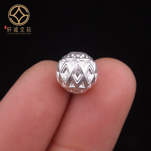 原创足银999莲花桶珠顶腰珠隔珠手串散珠串珠diy文玩配饰配珠配件