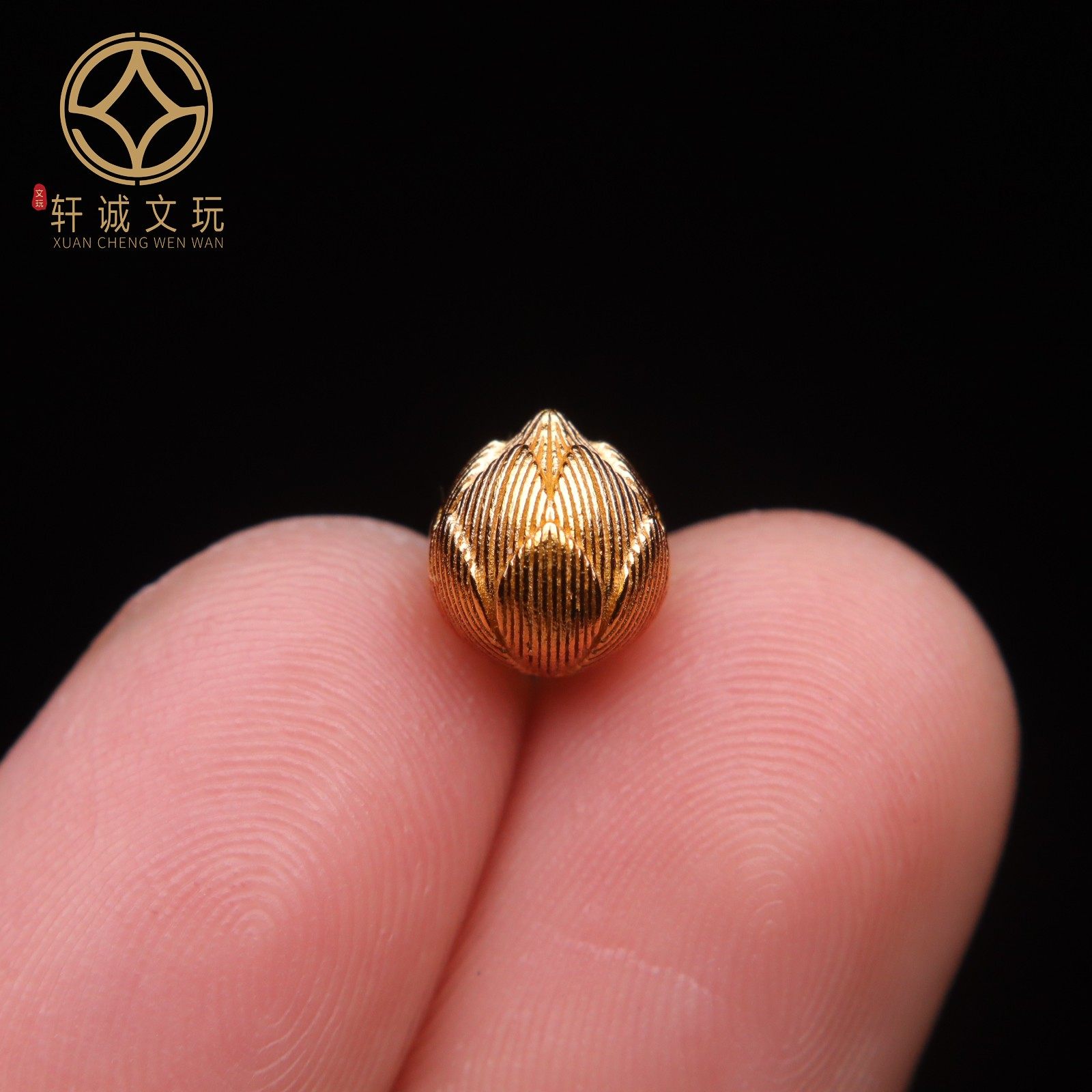 原创925银镀金莲花莲子圆珠腰珠隔珠手工串珠diy文玩配饰配珠