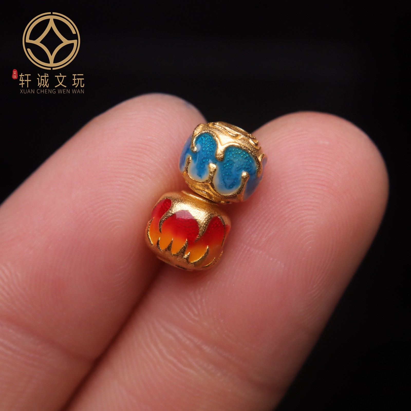 原创足银925冰火水莲花老型桶珠顶腰珠隔珠手串串珠diy文玩配饰
