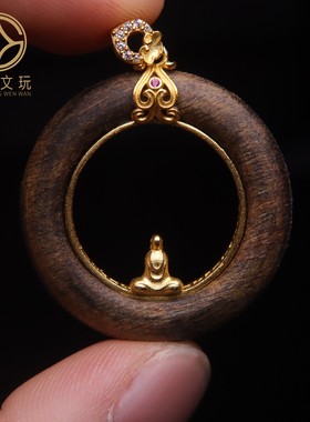 原创银镀金奇楠沉香无相佛吊坠牌子配件金刚星月菩提手串银饰配饰