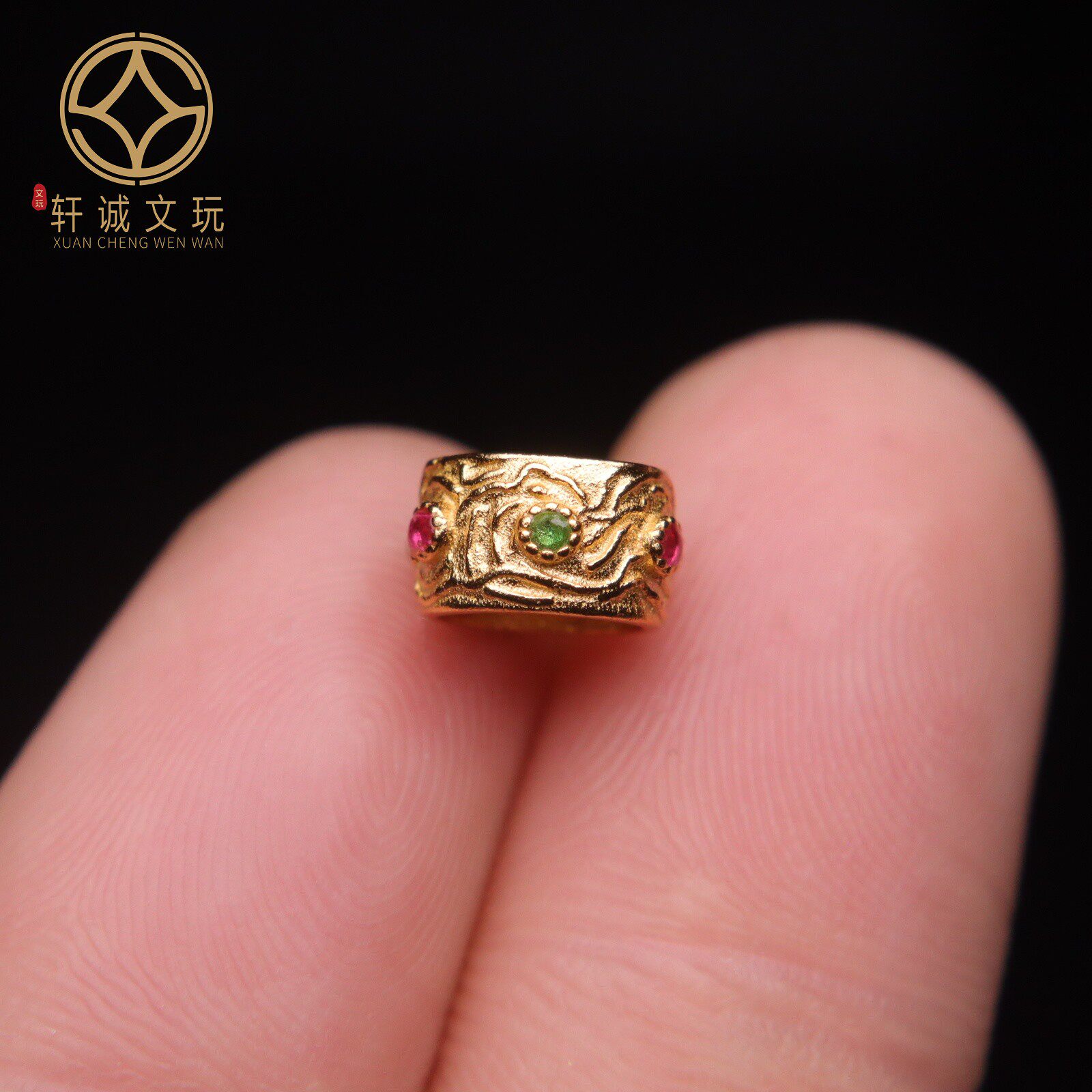原创s925银镀金转运珠子红绿宝石蜻蜓眼桶珠隔珠手链配件diy配饰