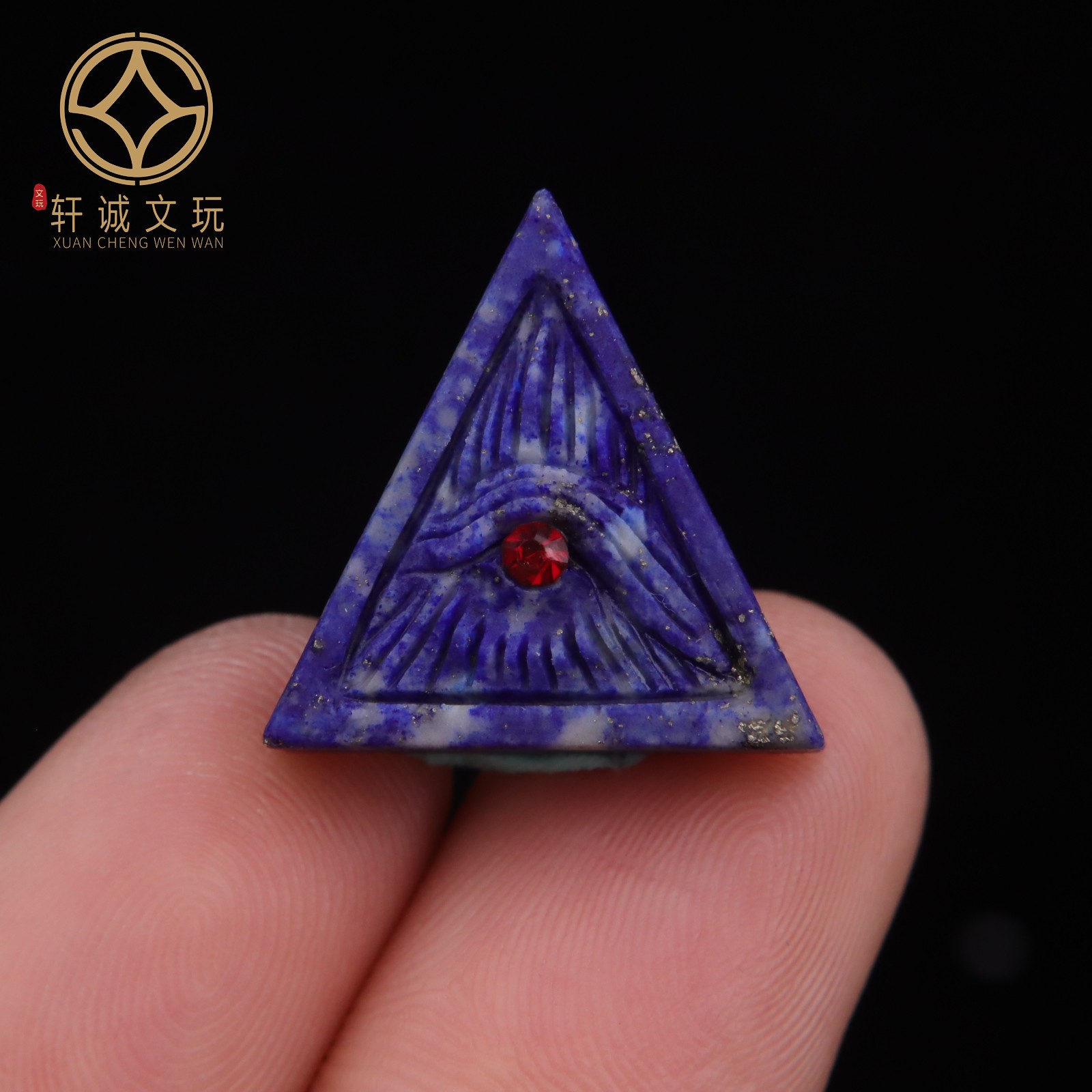 原创红钻天然青金石镶嵌三角法眼桶珠鼓珠隔珠diy配饰珠配件配饰
