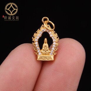 原创925银镀金观音宝宝佛金刚杵如来吊坠diy文玩牌子配饰配件