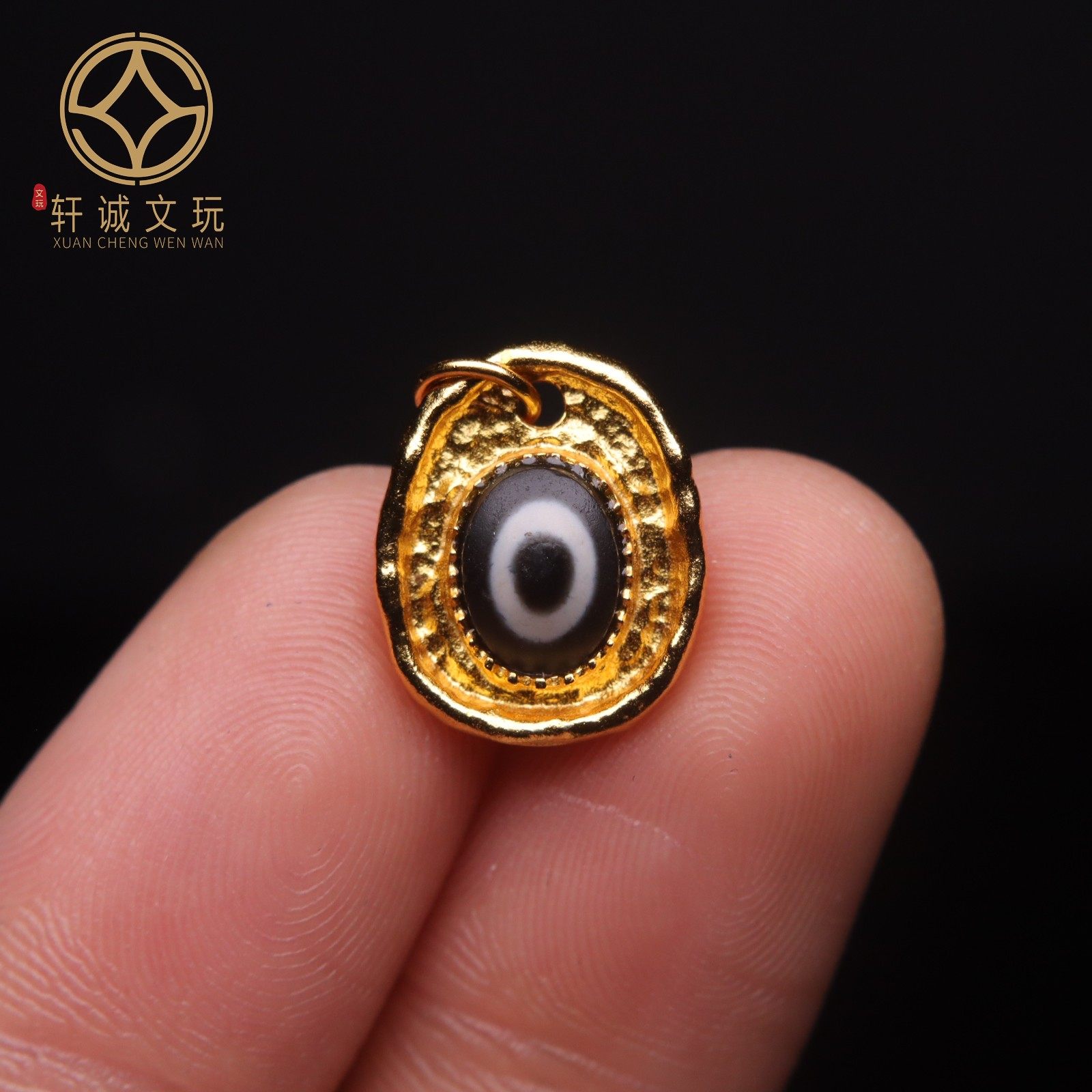 原创925银镀金玛瑙天珠镶嵌手工串珠编绳diy文玩配饰配珠配件