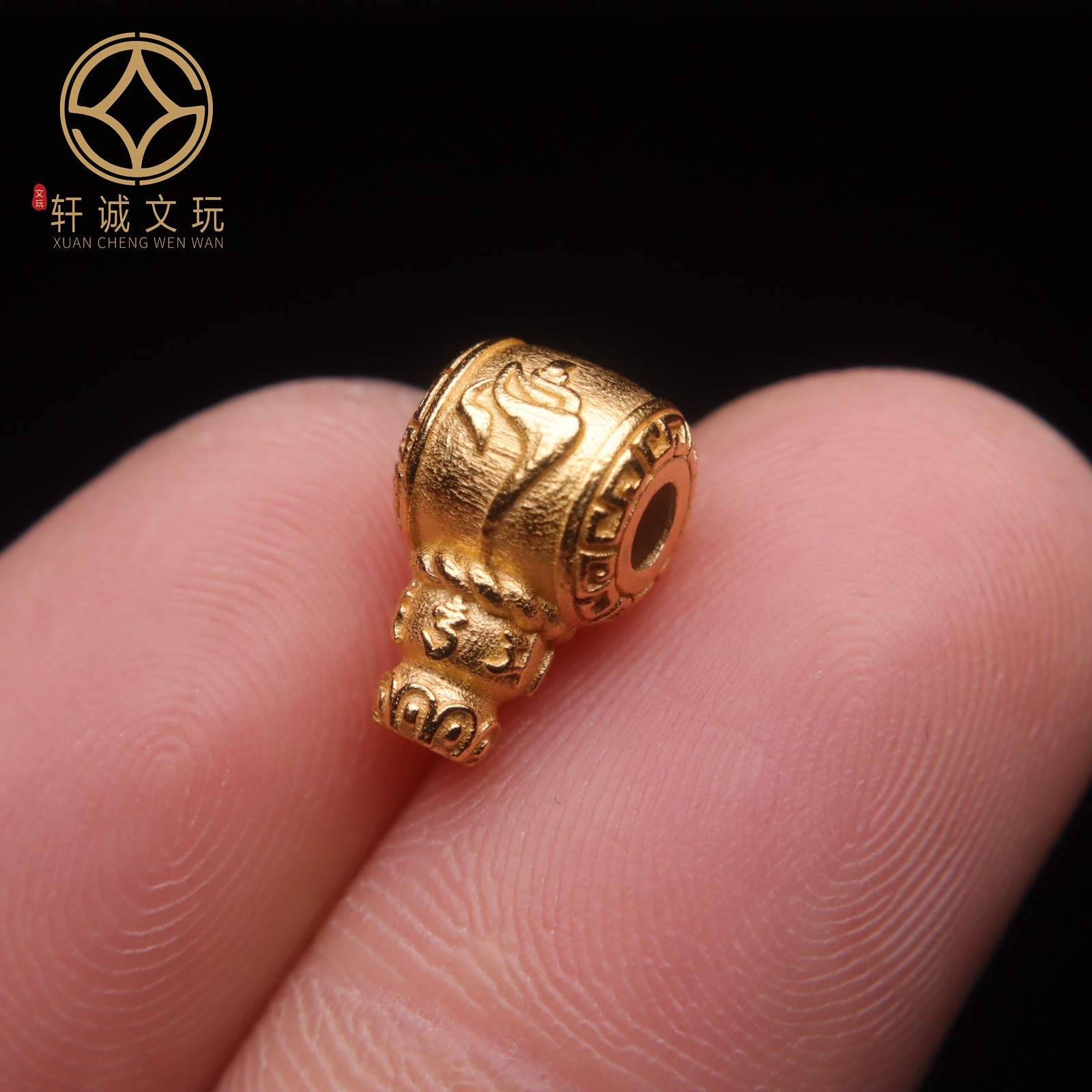 原创925银镀金六字真言佛头隔珠手串diy配件金刚星月菩提文玩配饰