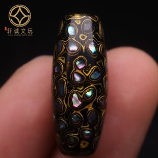 大漆珠天珠桶珠散珠手工犀皮镶嵌螺钿工艺漆器佛珠手串文玩饰品