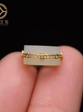 原创S925纯银镀金镶嵌和田玉大孔桶珠散珠DIY配件饰品吊坠配珠