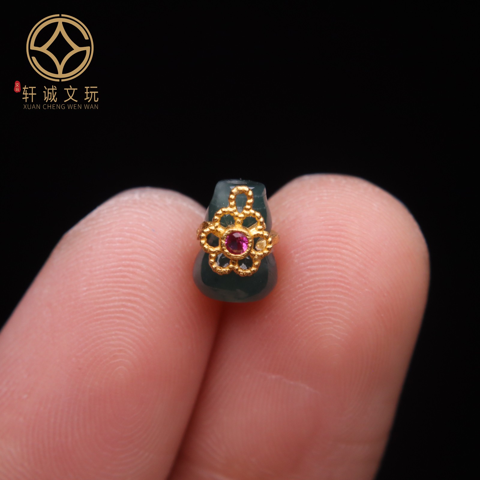 古法金银镀金配件天然翡翠镶嵌葫芦桶珠隔珠散珠DIY文玩手串配饰
