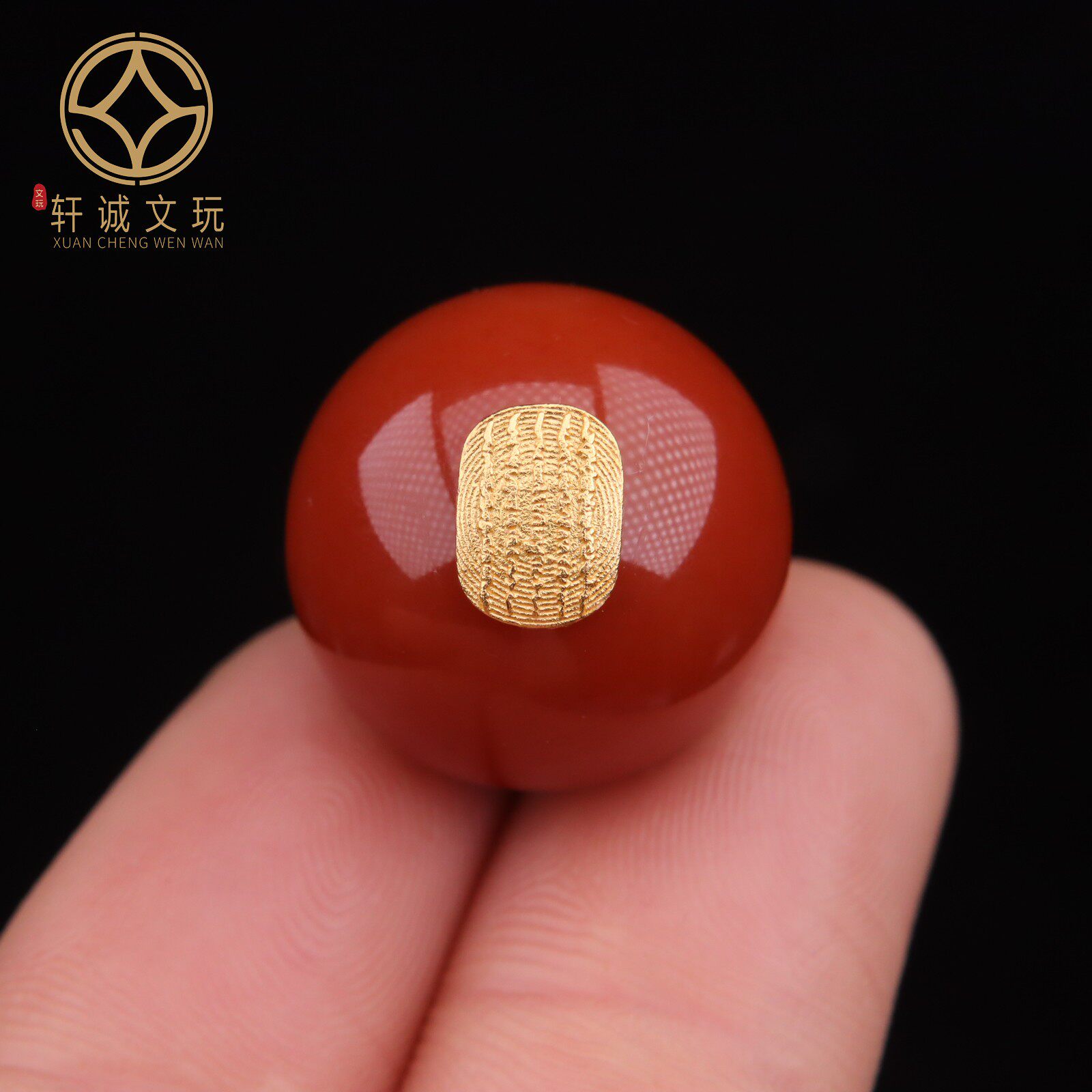 天然S925银镀金凉山满色满肉南红玛瑙散珠DIY手串配饰件圆珠配珠