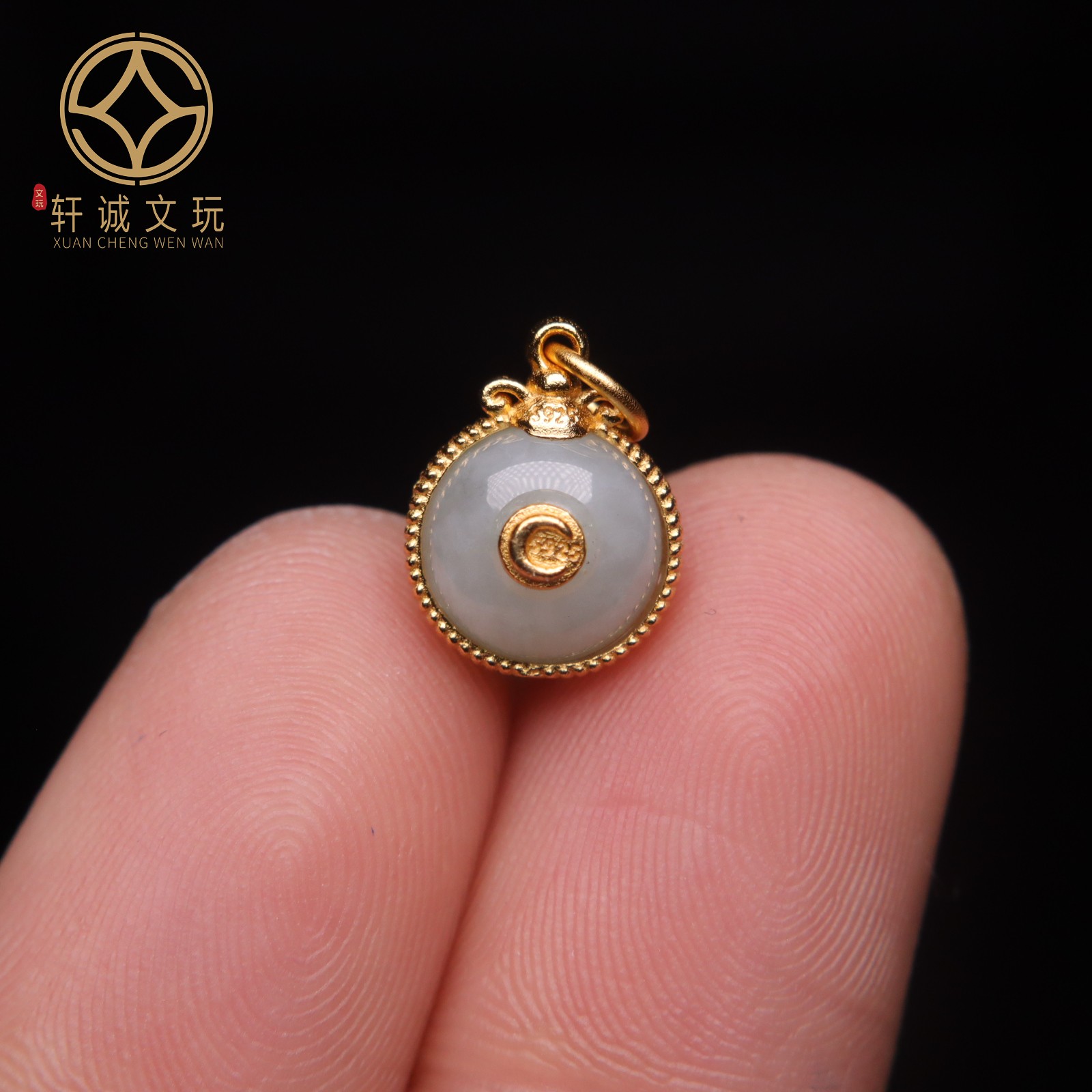 S925纯银镀金镶嵌翡翠卡子吊坠桶珠隔珠手串手链配件配珠桶珠配饰