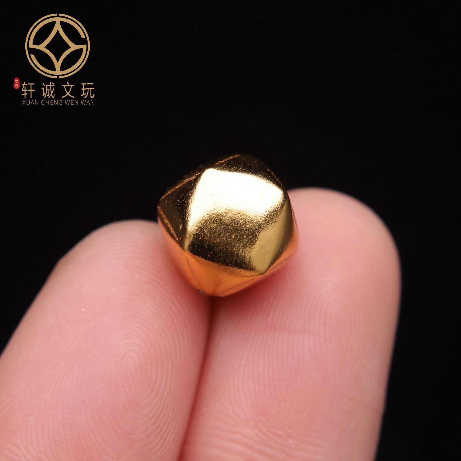 原创925银镀金亮面八棱桶珠散珠DIY配饰配件文玩手串单珠配珠