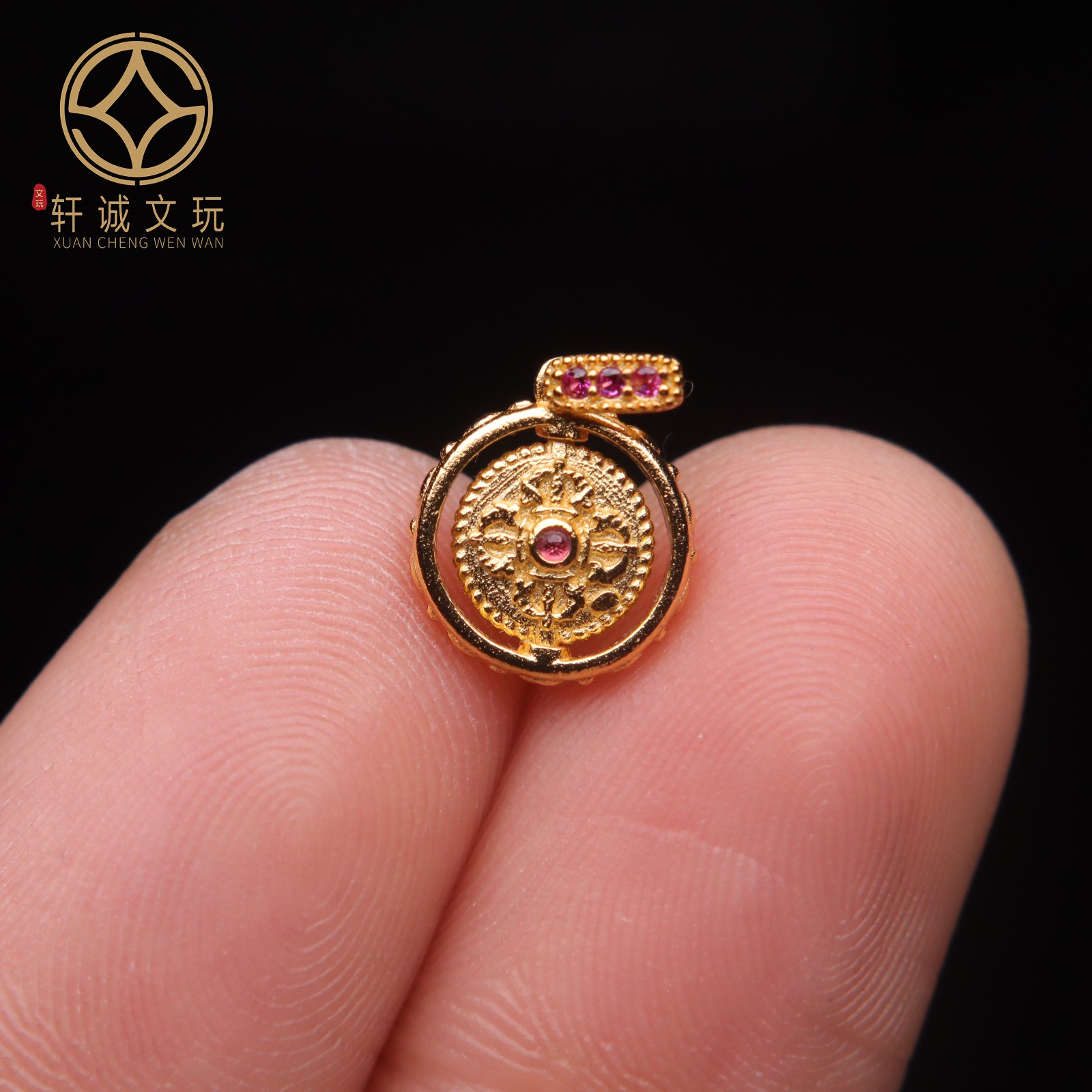 原创925银镀金扎基拉姆金刚杵隔珠卡子吊坠手串手链diy文玩配珠饰