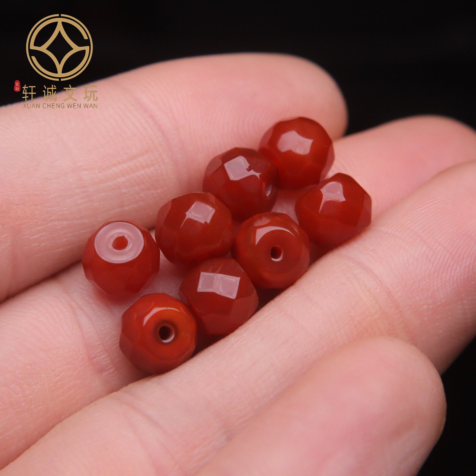 保真凉山满肉满色南红玛瑙切面刻面桶珠鼓珠桶珠珠DIY配饰配件