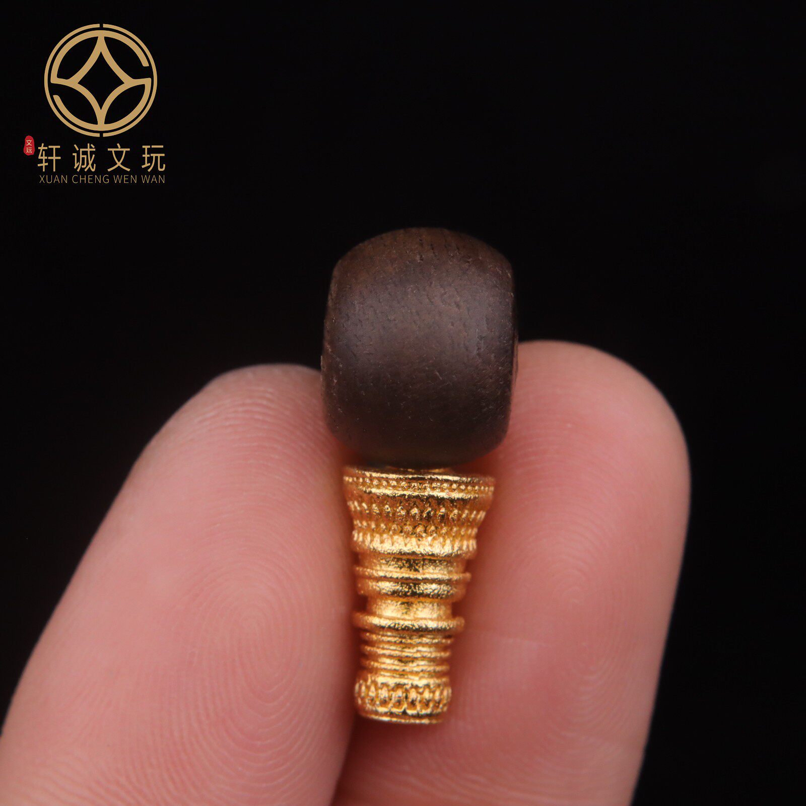 天然古法金黑奇楠沉香鼓珠三通佛头老型桶珠珠散珠子DIY文玩配饰