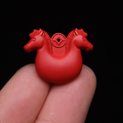 天然正品朱砂红砂马年马吊坠顶腰珠隔珠背云金刚手串文玩配饰挂件