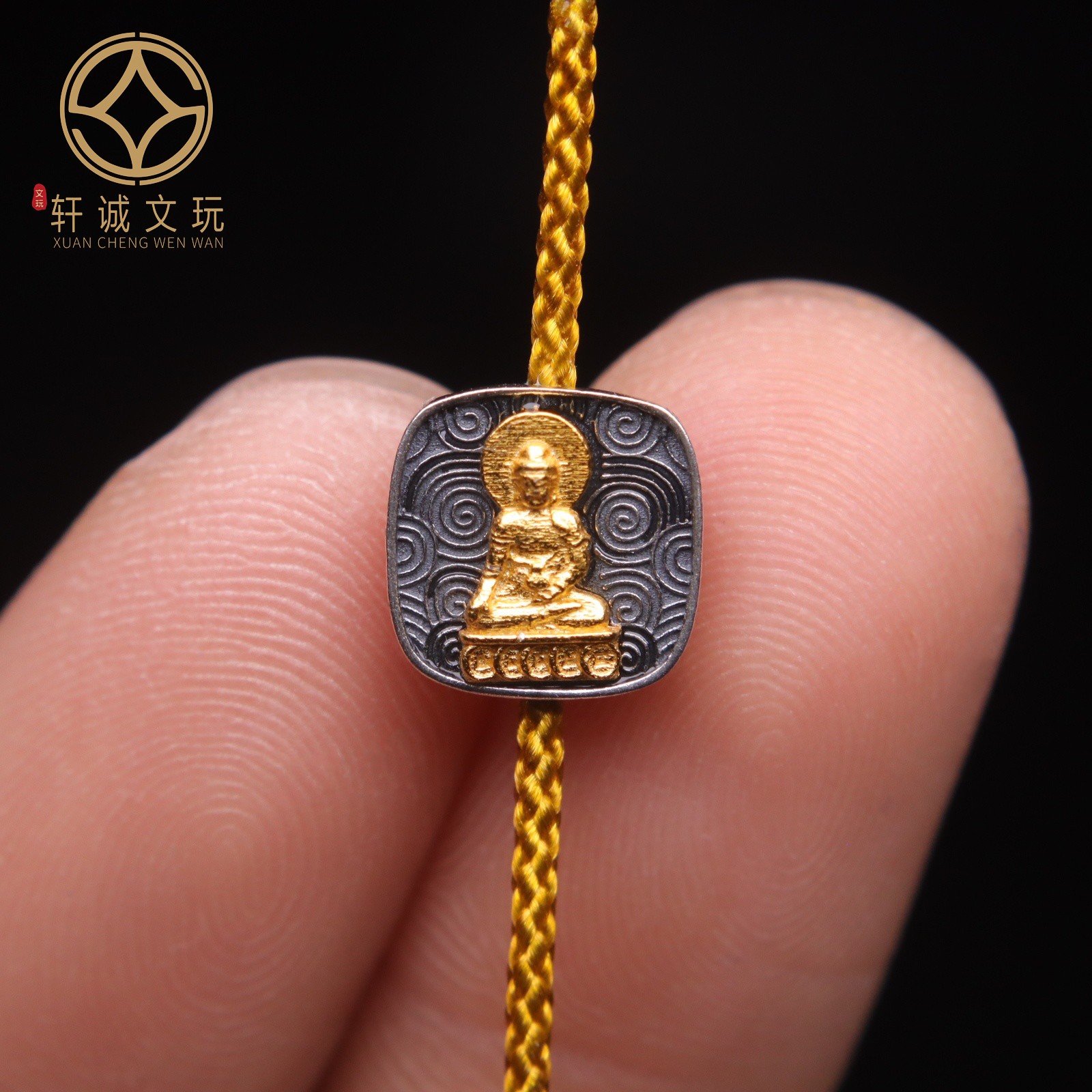 原创925银镀金佛如来背云腰珠隔珠手工串珠编绳diy文玩配饰配件