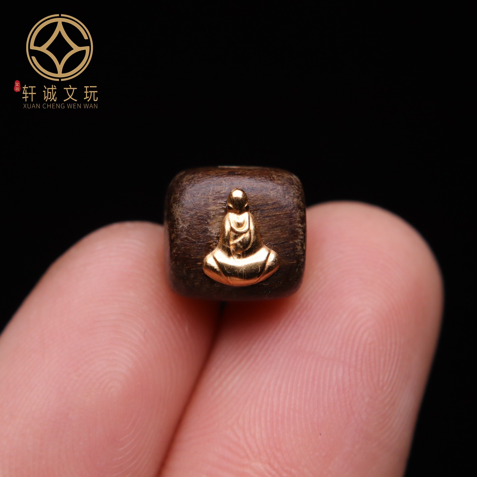 原创925银镀金无相佛沉香方糖散珠DIY配饰件隔珠文玩手串单珠配珠