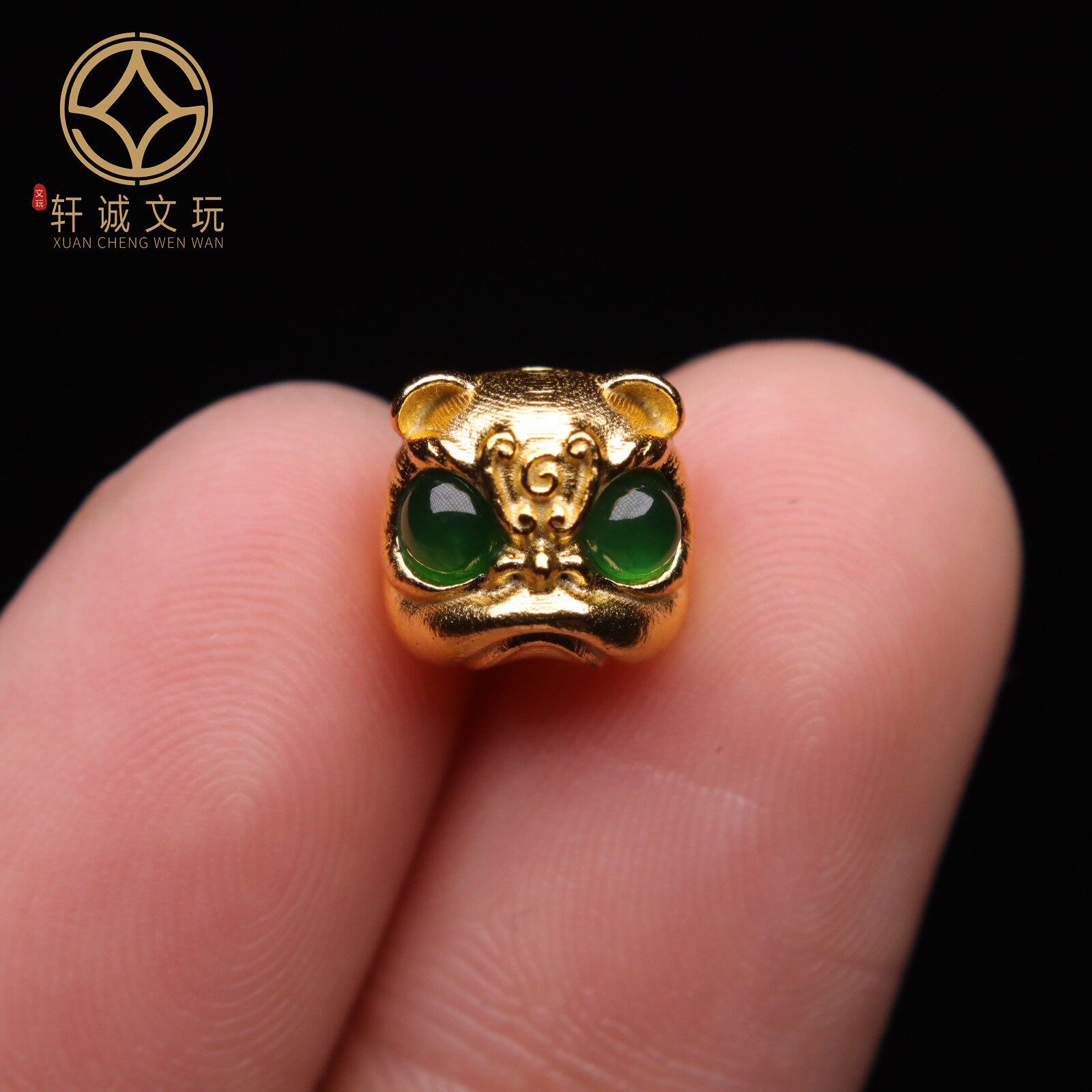 天然银镀金翡翠熊吊坠挂件DIY文玩配饰手串手链配件108饰品