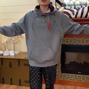 男女同款宽松鲨鱼嘴宇航领双拉链连帽卫衣男秋季美式潮牌套头帽衫