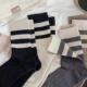 袜子女四季 百搭配鲨鱼裤 袜子女中筒秋冬条纹袜加厚ins长筒袜