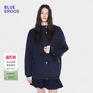 BLUE 休闲百搭连帽夹克双面呢大衣外套B2265K003 ERDOS26早春新品