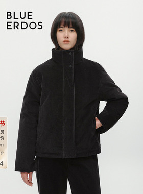 BLUE ERDOS 冬季立领休闲直筒灯芯绒羽绒服女B546JF001