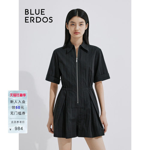 blueerdos翻领A字收腰连体服