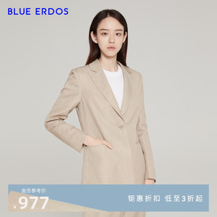 外套女 春秋羊毛亚麻混纺通勤职业舒适西装 ERDOS女装 BLUE