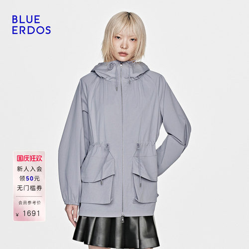 BLUE ERDOS26秋季休闲通勤抽绳连帽宽松夹克外套女B2265J018