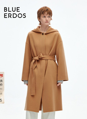 BLUE ERDOS 冬季美拉德斗篷外套浴袍式毛呢直筒中长款大衣