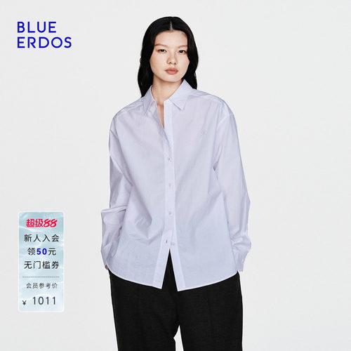 【100%棉】BLUE ERDOS2026早春新品通勤百搭正肩绣花白衬衫女