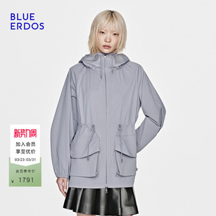 BLUE 休闲通勤抽绳连帽宽松夹克外套女B2265J018 ERDOS26早春新品