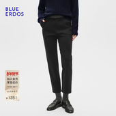简约黑色百搭显瘦锥形裤 BLUE B256F4004 新品 时尚 ERDOS 冬季