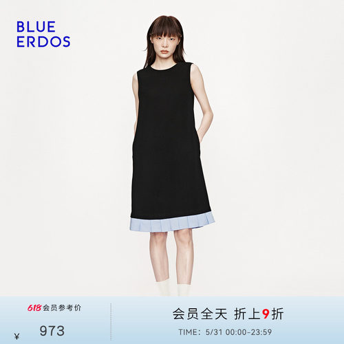 BLUE ERDOS2026夏季新品连衣裙简约时尚松弛感后背蝴蝶结短裙