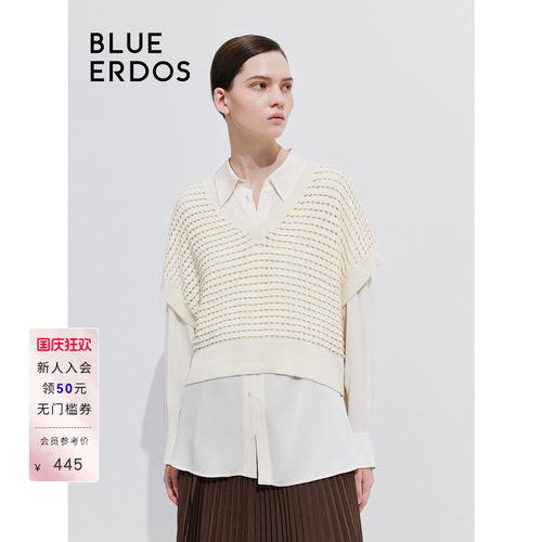 blueerdos亚麻棉无袖针织套衫