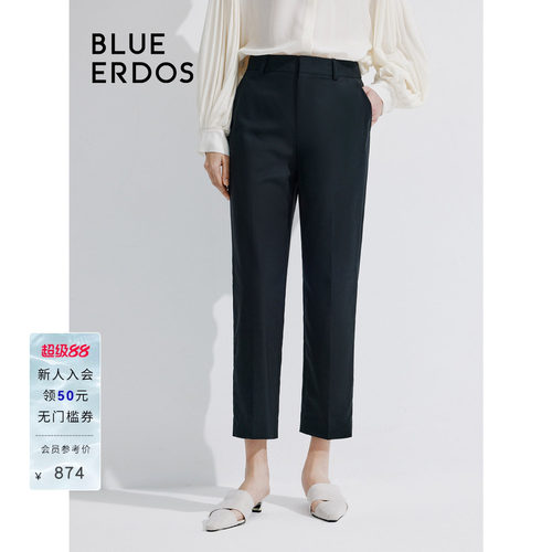 BLUE ERDOS通勤直筒锥形绵羊毛西装裤女裤B245M2006