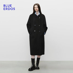 【胡可推荐】BLUE ERDOS冬复古百搭羊毛羊绒立领双排扣毛呢大衣