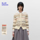ERDOS 冬季 新品 BLUE 气质简约圆领黄粉条纹女开衫