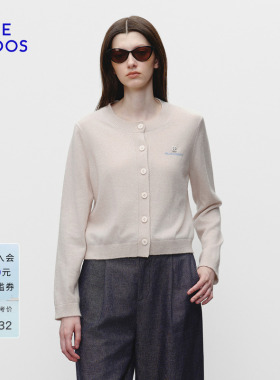 【100%山羊绒】BLUE ERDOS 春季新品圆领提花女开衫B1256A003