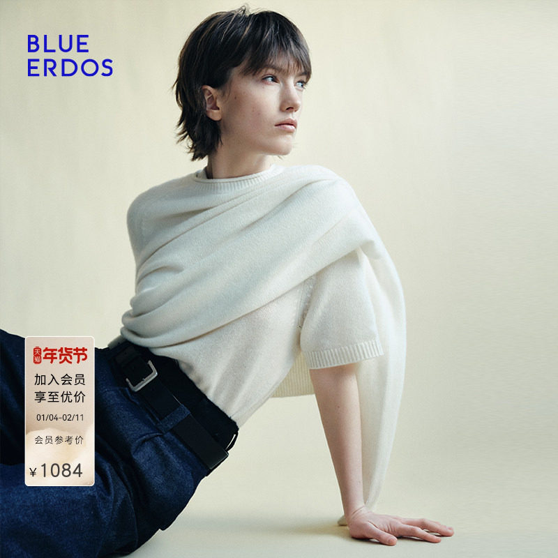 【KNIT by BLUE】BLUE ERDOS冬季半袖羊绒套衫B255A0014,女装/女士精品,羊绒衫,淘宝优惠券,粉丝福利购,淘宝优惠卷