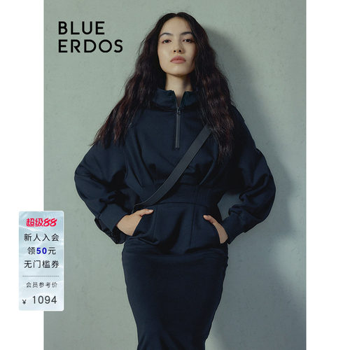 BLUE ERDOS防水面料收腰连帽长袖连衣裙B246D7004