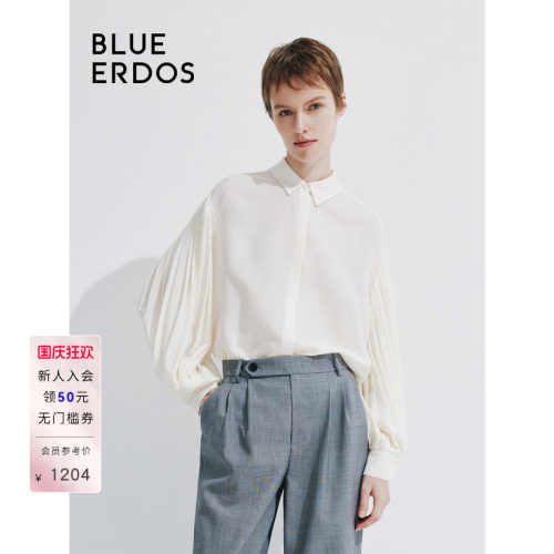 【桑蚕丝】BLUE ERDOS气质宫廷袖衬衫上衣B245HB007