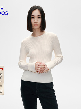 BLUE ERDOS冬季简约纯色修身抽条喇叭袖针织衫B255D0061