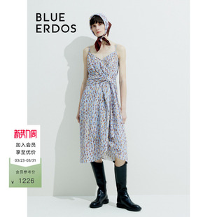 ERDOS简约印花吊带连衣裙B245I2011 BLUE 桑蚕丝