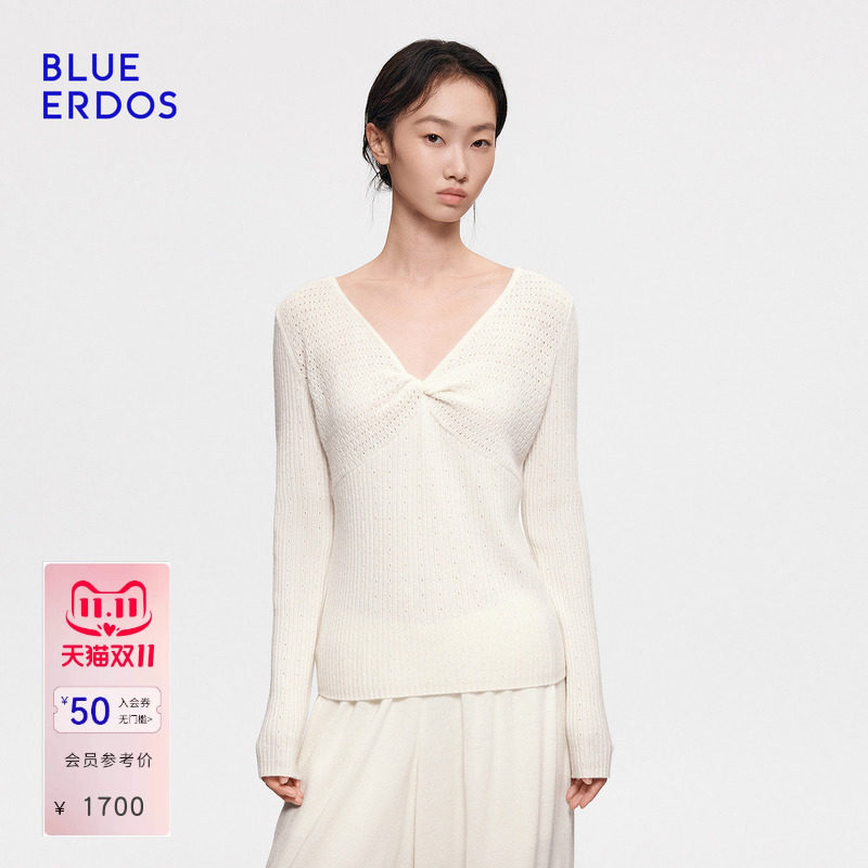 【芭蕾系列】BLUE ERDOS2026秋冬新品上衣羊绒混纺设计感针织衫