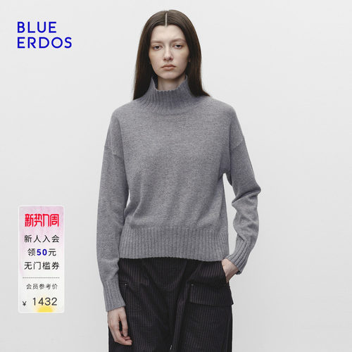 【100%山羊绒】BLUE ERDOS2026秋冬新品简约通勤纯色高领针织套衫